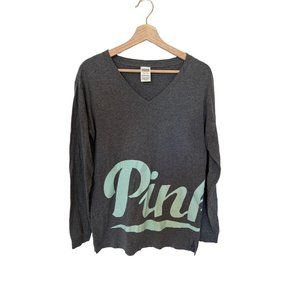 PINK Victoria's Secret Gray Long Sleeve Women's Size XS T-Shirt Oversized Womens